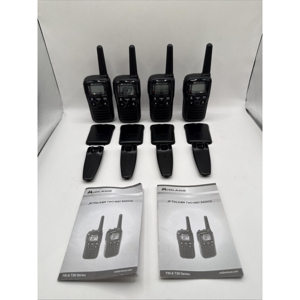 4 Pack Midland X-Talker T10C Walkie Talkies Black FRS Two Way Radio‎ Outdoor